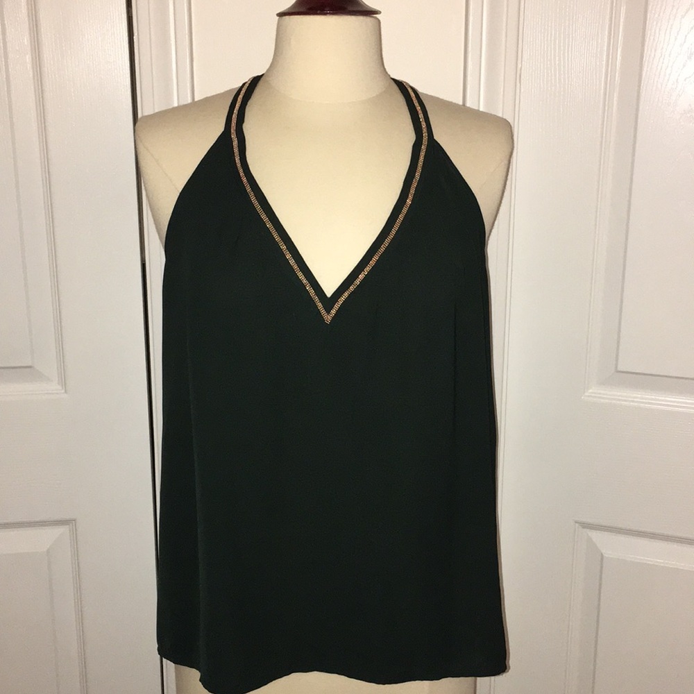 Dark green v-neck blouse